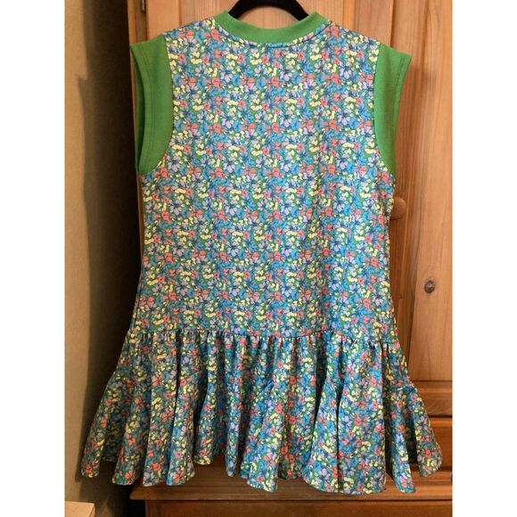 Umgee | NWT Floral Mock Neck Drop Waist Mini Dress - Green/blue | Large - Picture 5 of 5